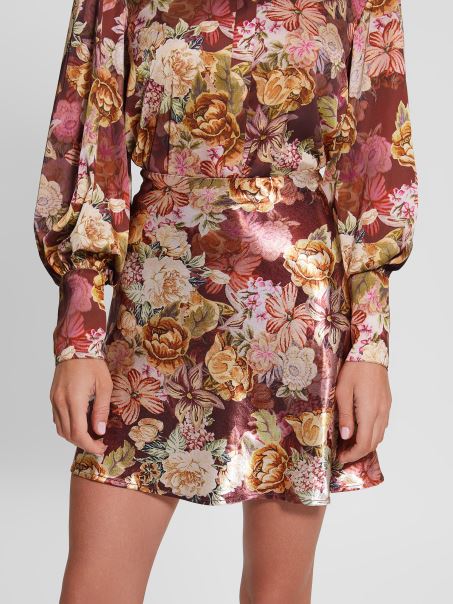 Fustă Din Satin Eco Taryn Guess Imprimeu Tapiserie Digitală Ma