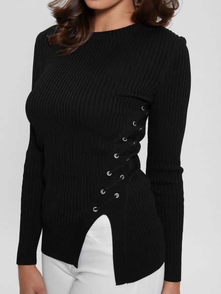 Irmine Pulover Cu Gât Rotund Top Guess Jet Black