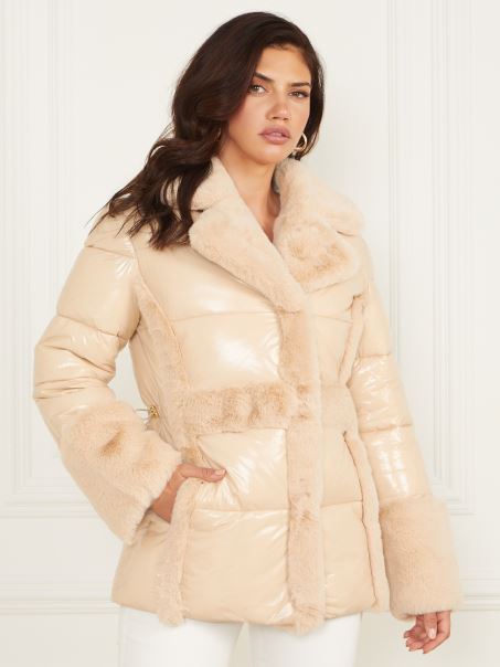 Palton Puffer Bessie Ivory Neutru Guess