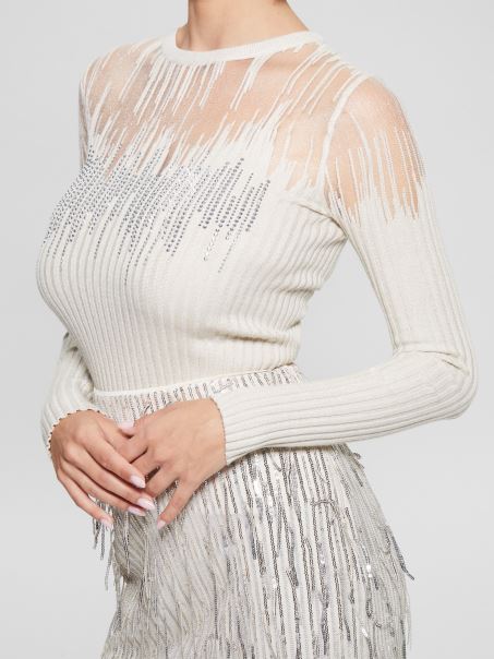 Claudine Shimmer Pulover Top Guess Mocassin Multi