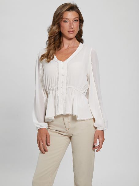 Guess Eco Hera Top Crema Alb