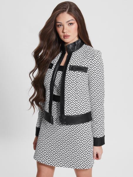 Geo Logo Jqd Alb/negru Greta Geacă Geometrică Guess