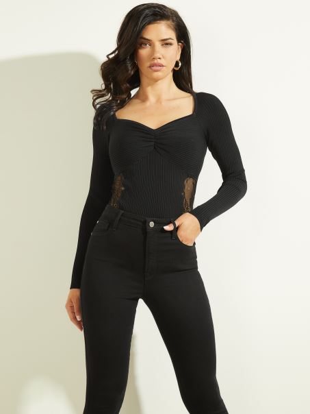 Jet Black Sadie Pulover Din Dantela Top Guess
