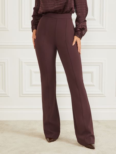 Guess Chloe Evazat Pantalon Bourbon închis