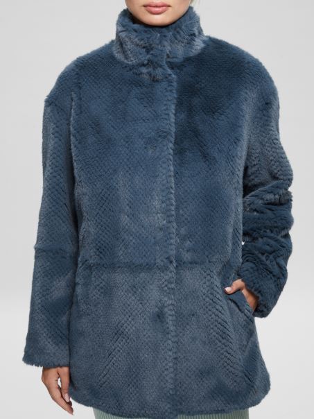 Palton Din Blană Artificială Michelina Nordic Sea Multi Guess