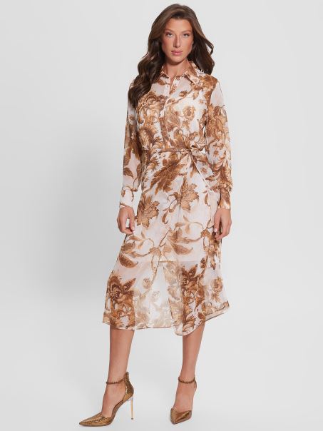 Porțelan Imprimeu Floral Br Guess Rochie Cu Imprimeu Eco Lama