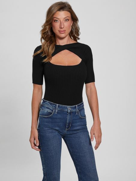 Eco Aysha Pulover Reversibil Top Jet Black Guess