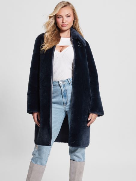 Palton Reversibil Guess Flora Secret Blue