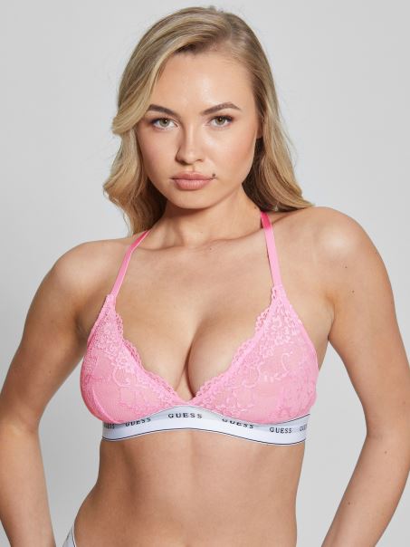 Guess Belle Sutien Triunghi Din Dantela Floare Roz