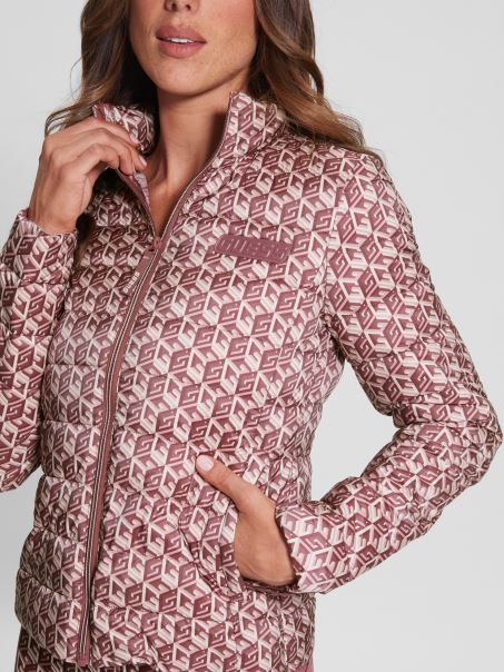 Jachetă Puffer Eireen G Cube Roșu Combo Guess