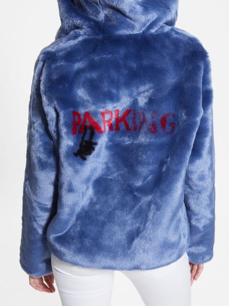 Jacheta Daniela Din Blana Artificiala Passion Blue Guess