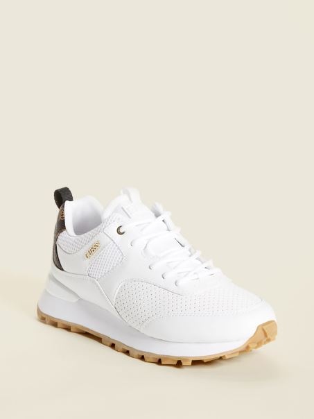 Adidași Guess Selvie Perforați Alb/auriu