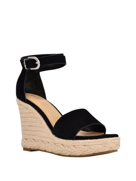 Espadrile Din Piele Intoarsa Ascunse Pene Guess Black1