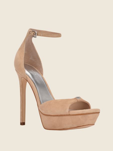 Guess Ellsyn Platformă Tocuri Light Natural 110