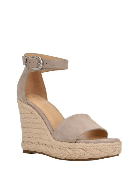Espadrile Din Piele Intoarsa Ascunse Pene Guess Taupe