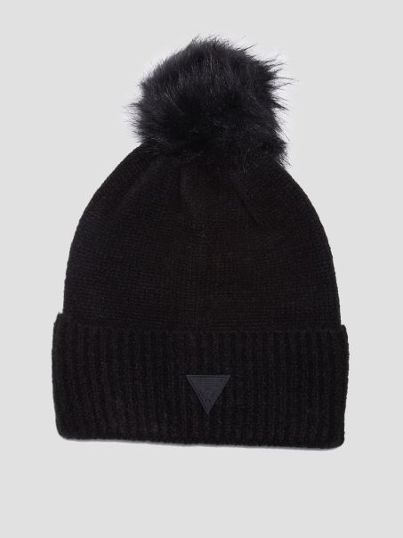Guess Zoe Pom Beanie Negru