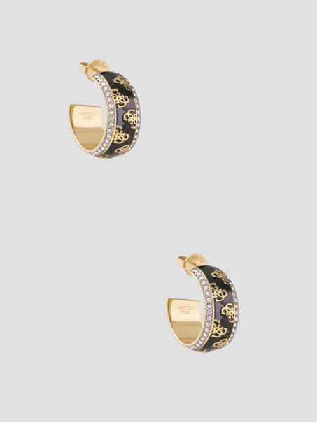 Guess Cercei Cerc Negri Quattro G Aur Galben/negru