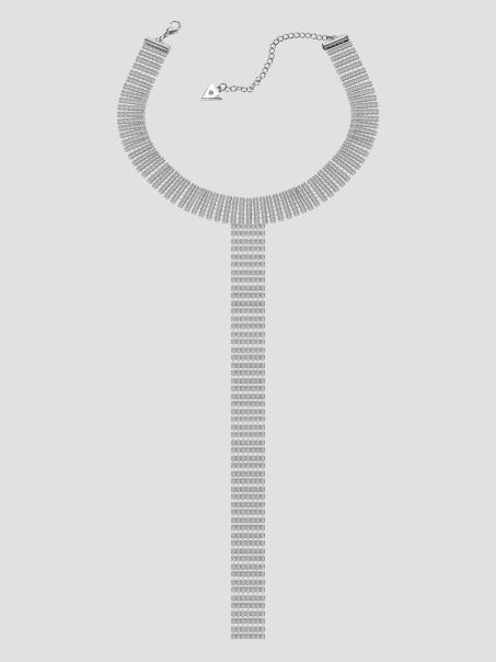 Colier Argintiu Guess Argintiu Cu Strass