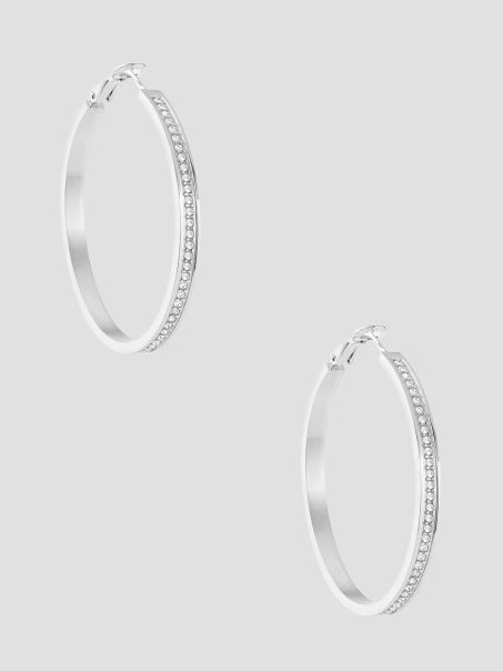 Cercei Cerc Argintiu și Cz Guess Rh