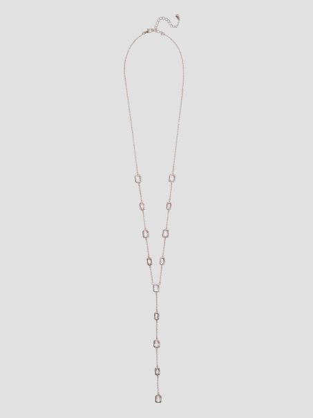 Cristal Auriu Roz Y Colier Guess Argint