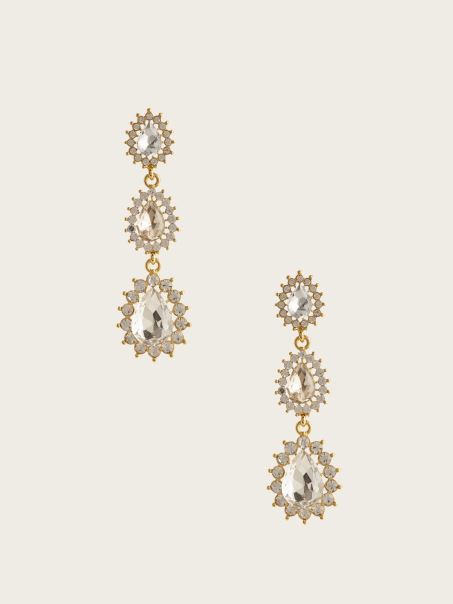 Cercel Cu Picătură Cu Halo, Placat Cu Aur De 14k, Guess