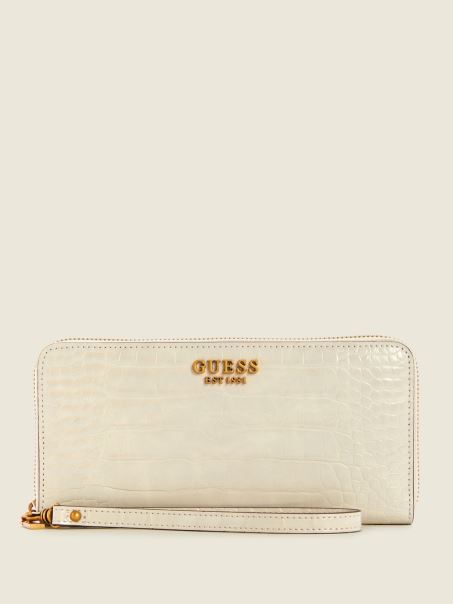 Portofel Mare Cu Fermoar Guess Brun/egiptian Brown Laurel