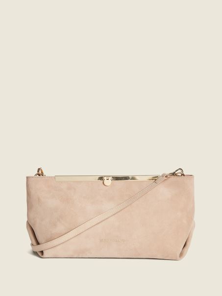 Clutch Taupe Din Piele Intoarsa Moale Guess