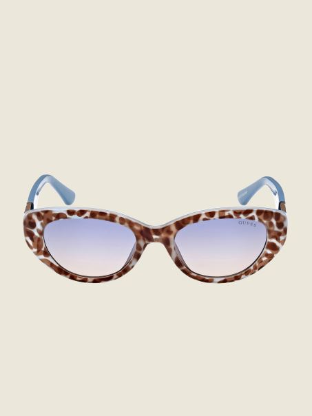 Ochelari De Soare Ochi De Pisică Colorați Din Plastic Albastru/altul/degradat Blu Guess