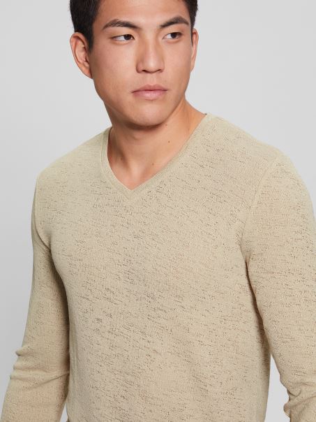 Guess Cu Mânecă Lungă Tifon Tee Cemento