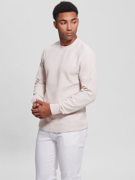 Myles Waffle Tricou Cu Mânecă Lungă Guess Muted Stone