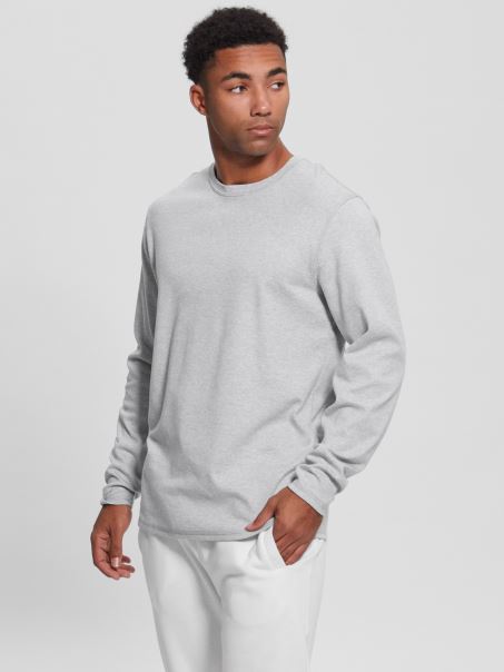 Tricou Cu Mânecă Lungă Skyler Gri Granit Heather Guess