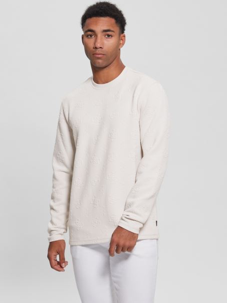 Tricou Cu Mânecă Lungă Guess Eco Logo Jacquard Guess Bujor Jacquard Ston