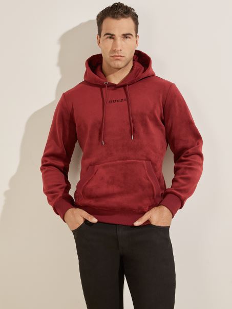 Guess Bonded Velvet Hoodie Vino