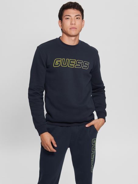 Hanorac Cu Logo Eco Boniface Albastru Mătase Guess