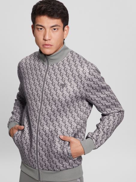 Jachetă Cu Fermoar Cu Logo Colin Macro G Cube Gri-negru Guess