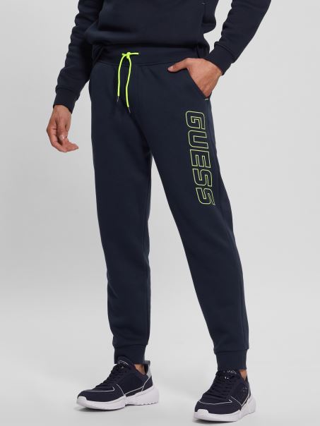 Pantaloni De Jogging Eco Boniface Logo Guess Albastru Mătase
