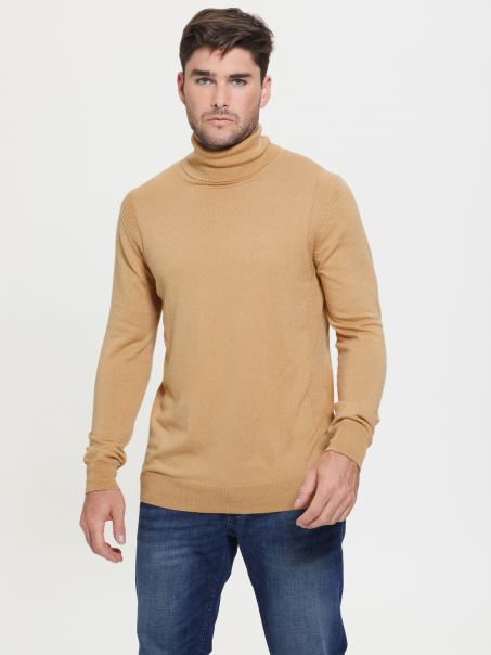 Guess Eco Percival Pulover Turtleneck Iced Latte