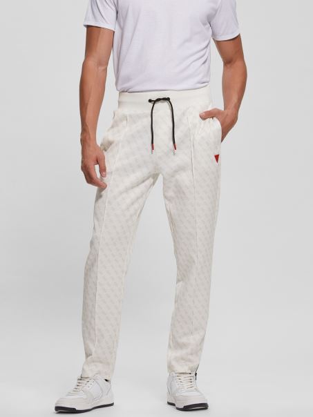 Pantaloni Sport Guess Eco Corbin 4g Aop Alb Pure