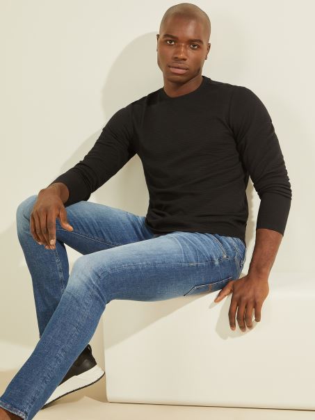 Tricou Cu Mânecă Lungă Guess Zuma Negru Jet