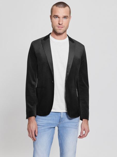 Guess Fulham Blazer Din Catifea Jet Black