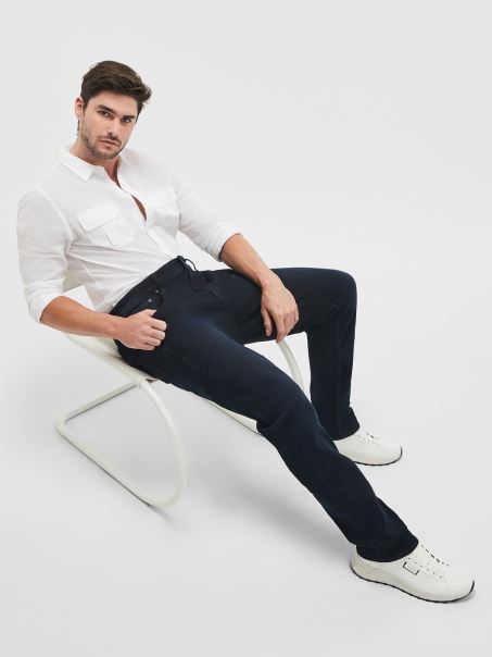 Guess Blugi Drepti Turnati Inchisi La Culoare