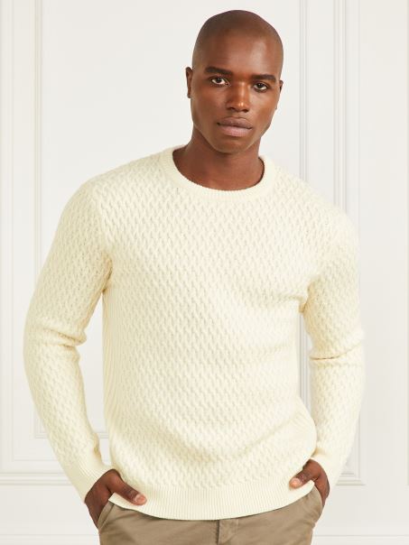 Eco Coș Cusătură Pulover Crewneck Spirit Alb Guess