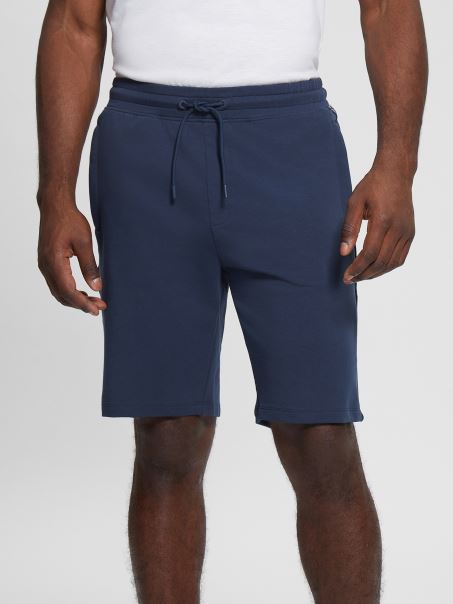 Pantaloni Scurți Guess Eco Arlo Bandă Cu Logo Mătase Albastru