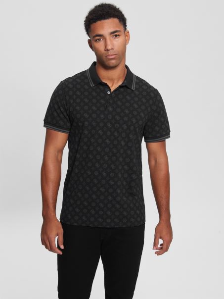 Logo Guess Bujor Negru Guess Olympic Pique Bujor Polo
