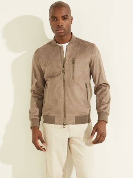 Guess Geaca De Zbor Din Piele Intoarsa, Coaja De Nuc