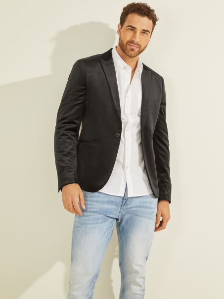 Blazer De Catifea Guess Fulham Negru Jet