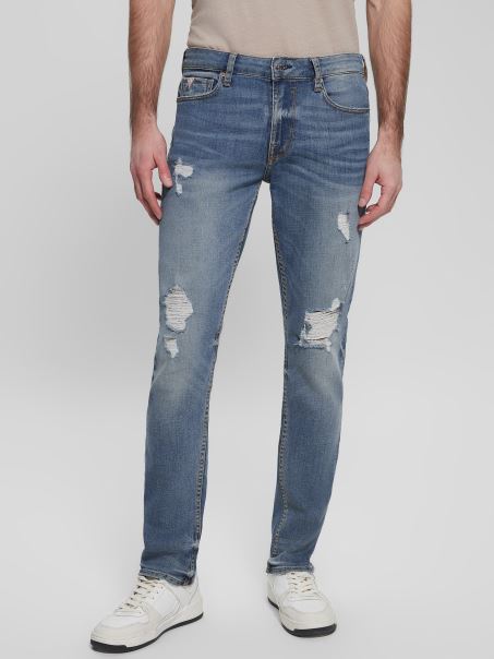 Guess Blugi Conici Distressed Spalare Ușoară