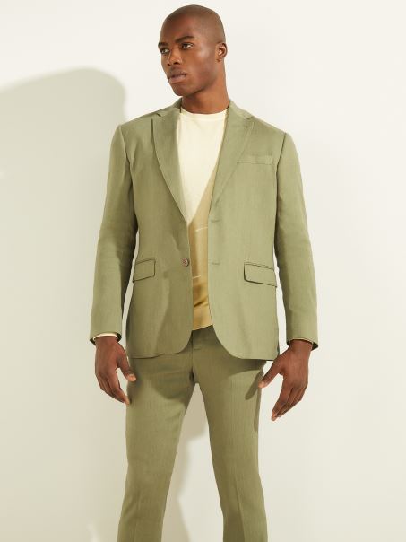Blazer Guess Din Amestec De In, Verde Muschi