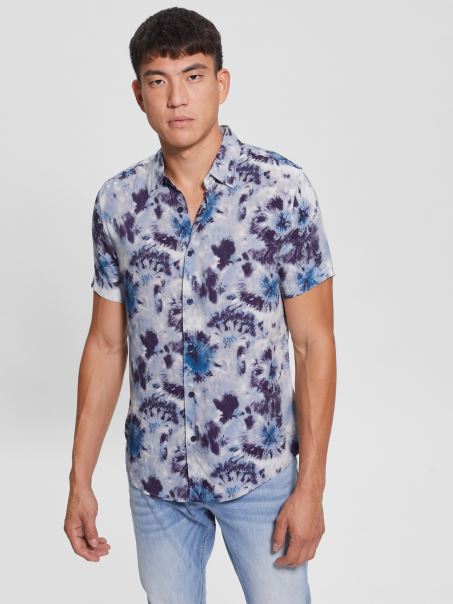 Guess Cămașă Birst Tie-dye Din Eco Rayon