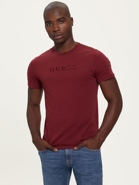 Tricou Cu Logo Brodat Guess Vino